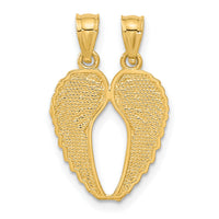 14k Yellow Gold Break Apart Diamond-cut Wings Pendant-C4528