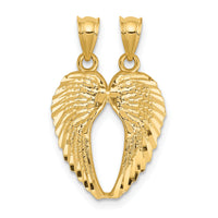 14k Yellow Gold Break Apart Diamond-cut Wings Pendant-C4528