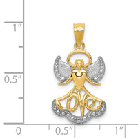 14K w/Rhodium LOVE Angel Pendant-C4530