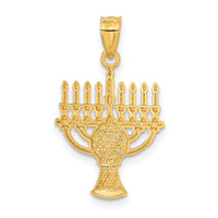 14K w/ White Rhodium Menorah Pendant-C4532