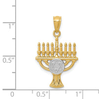 14K w/ White Rhodium Menorah Pendant-C4532