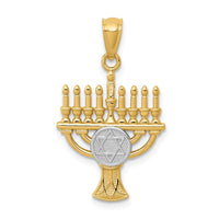 14K w/ White Rhodium Menorah Pendant-C4532