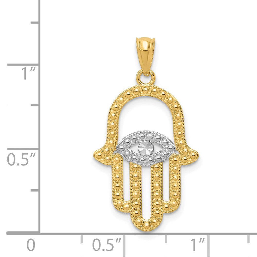 14K w/ Rhodium Hamsa Pendant-C4533