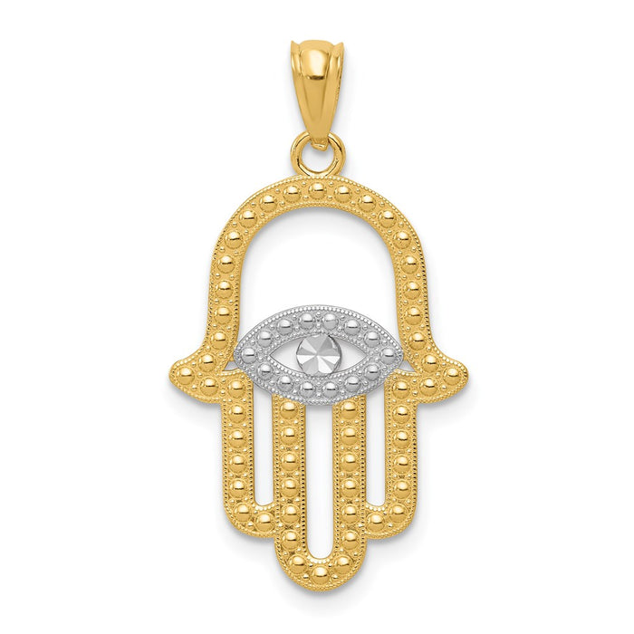 14K w/ Rhodium Hamsa Pendant-C4533