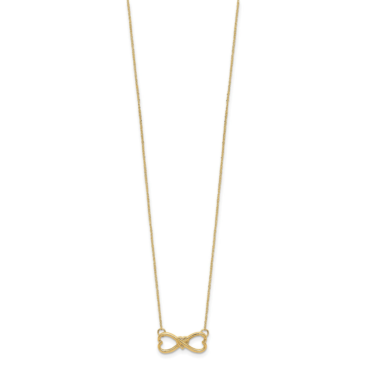 14k Polished Infinity w/Heart Necklace-C4536-18