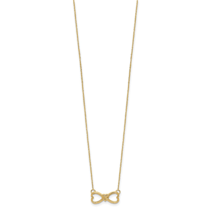 14k Polished Infinity w/Heart Necklace-C4536-18