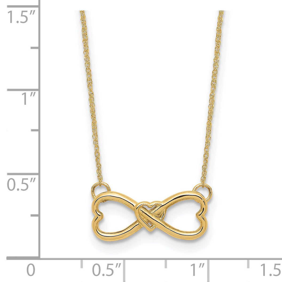 14k Polished Infinity w/Heart Necklace-C4536-18