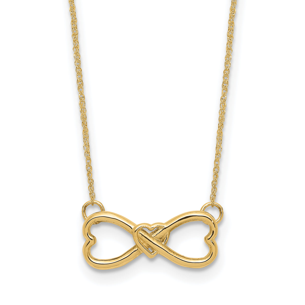 14k Polished Infinity w/Heart Necklace-C4536-18