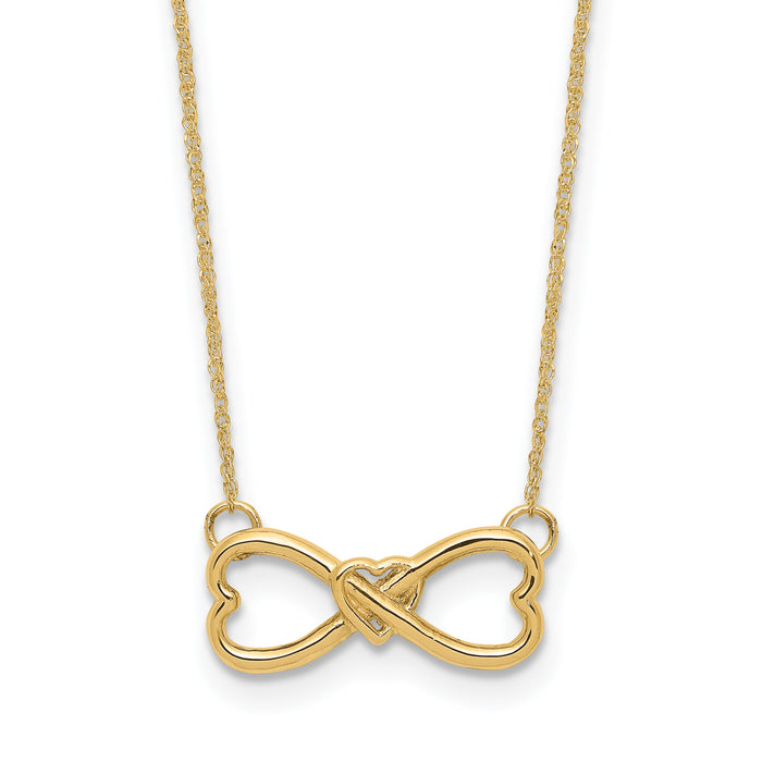 14k Polished Infinity w/Heart Necklace-C4536-18