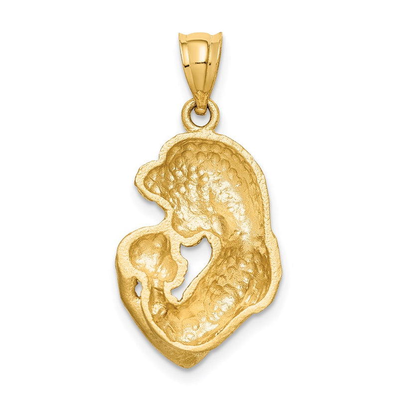 14K Brushed Diamond-cut Mom/Baby Pendant-C4540