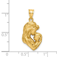 14K Brushed Diamond-cut Mom/Baby Pendant-C4540