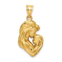 14K Brushed Diamond-cut Mom/Baby Pendant-C4540