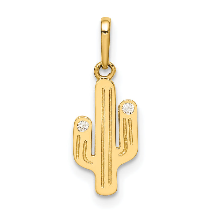 14K Cactus CZ Pendant-C4546