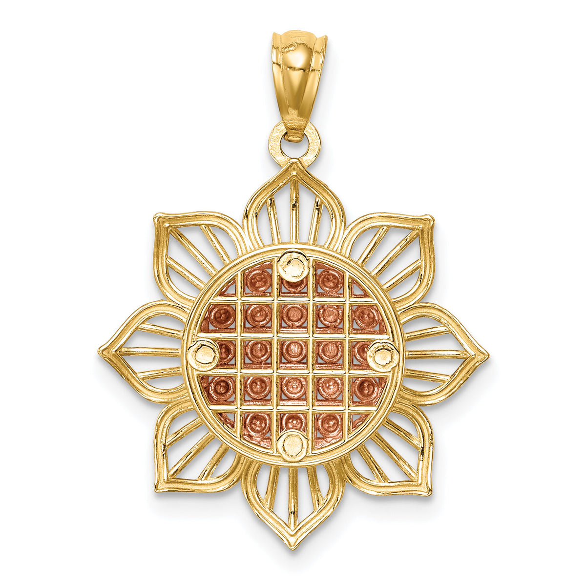 14K Two-Tone D/C Sunflower Pendant-C4569