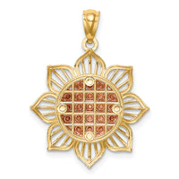 14K Two-Tone D/C Sunflower Pendant-C4569