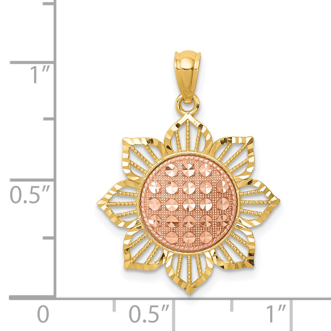 14K Two-Tone D/C Sunflower Pendant-C4569