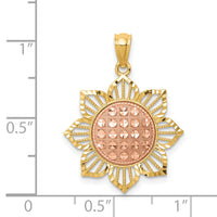 14K Two-Tone D/C Sunflower Pendant-C4569