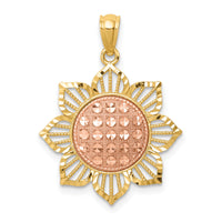 14K Two-Tone D/C Sunflower Pendant-C4569