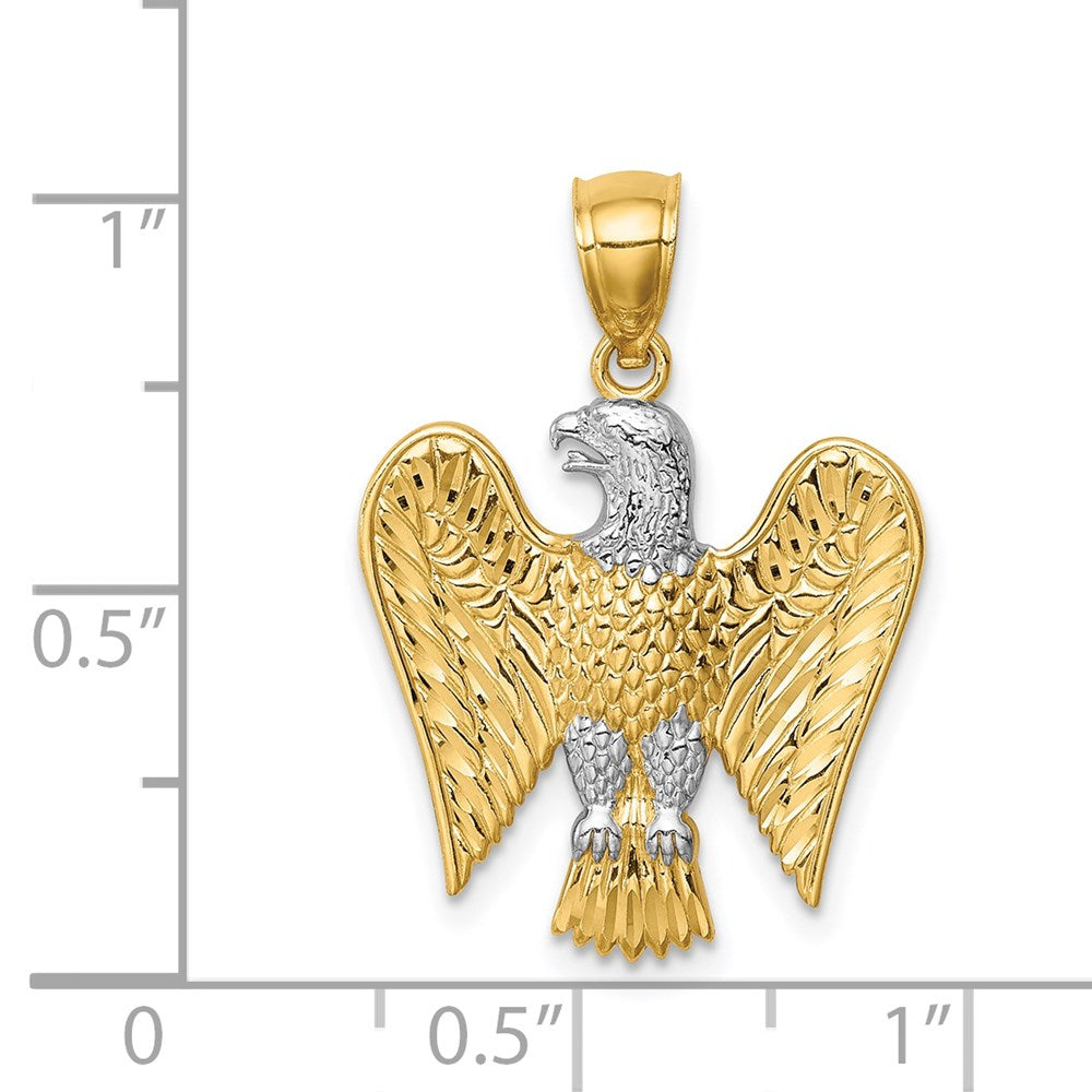 14K w/White Rhodium Eagle Pendant-C4577