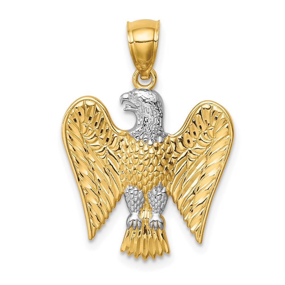 14K w/White Rhodium Eagle Pendant-C4577