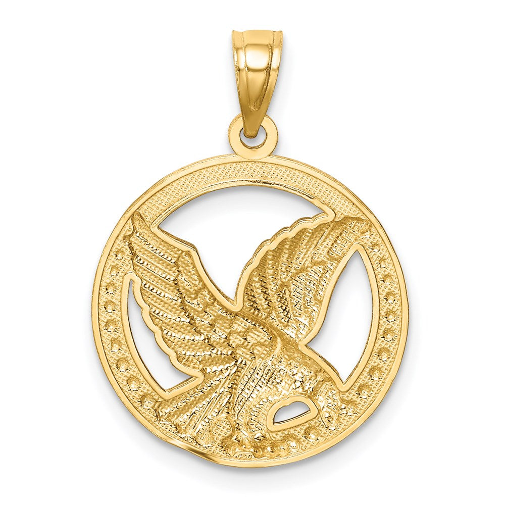 14K w/Rhodium Eagle Pendant-C4579