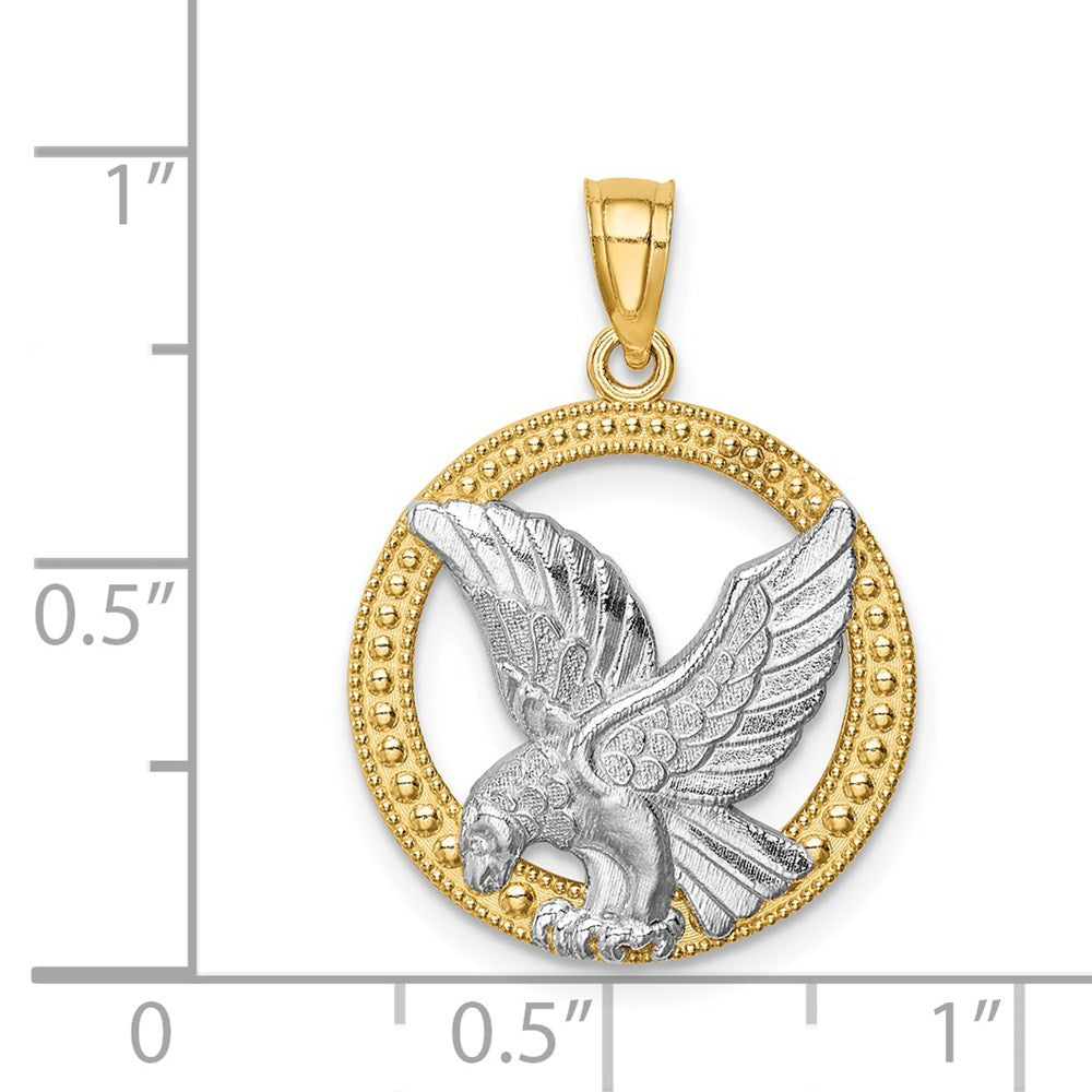 14K w/Rhodium Eagle Pendant-C4579