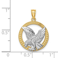 14K w/Rhodium Eagle Pendant-C4579