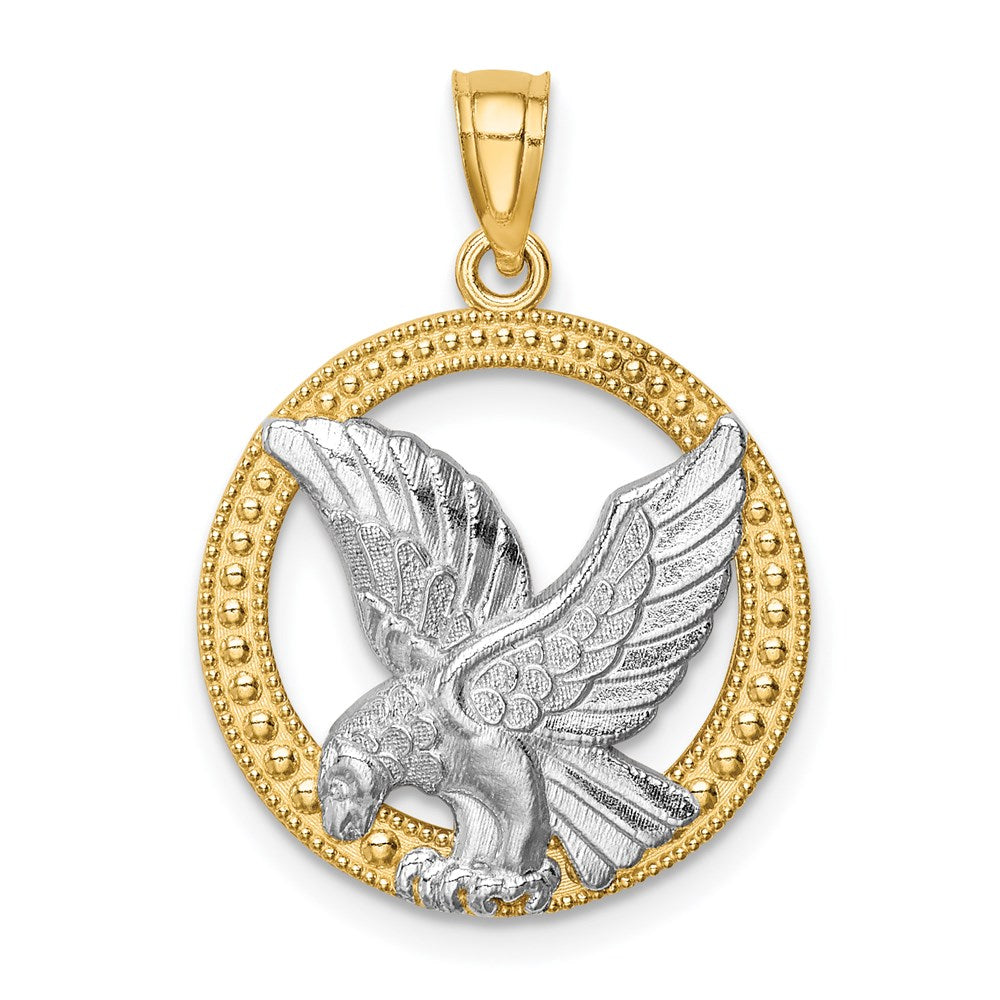14K w/Rhodium Eagle Pendant-C4579