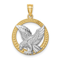 14K w/Rhodium Eagle Pendant-C4579