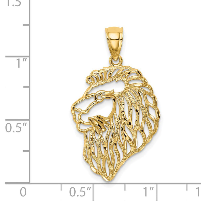 14K Diamond-Cut Lion Profile Pendant-C4581