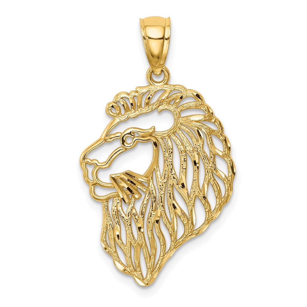 14K Diamond-Cut Lion Profile Pendant-C4581