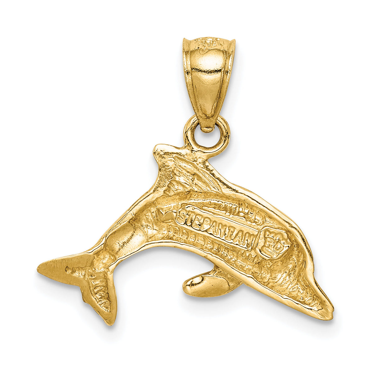 14K Lab Created Opal Dolphin Pendant-C4596