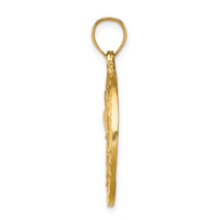 14K Diamond-cut Dolphin and Shells Circle Pendant-C4598