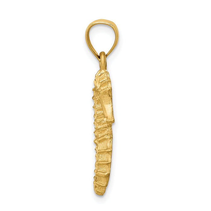 14K Diamond-cut Seahorse Pendant-C4604