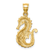 14K Diamond-cut Seahorse Pendant-C4604