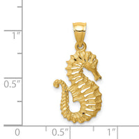 14K Diamond-cut Seahorse Pendant-C4604