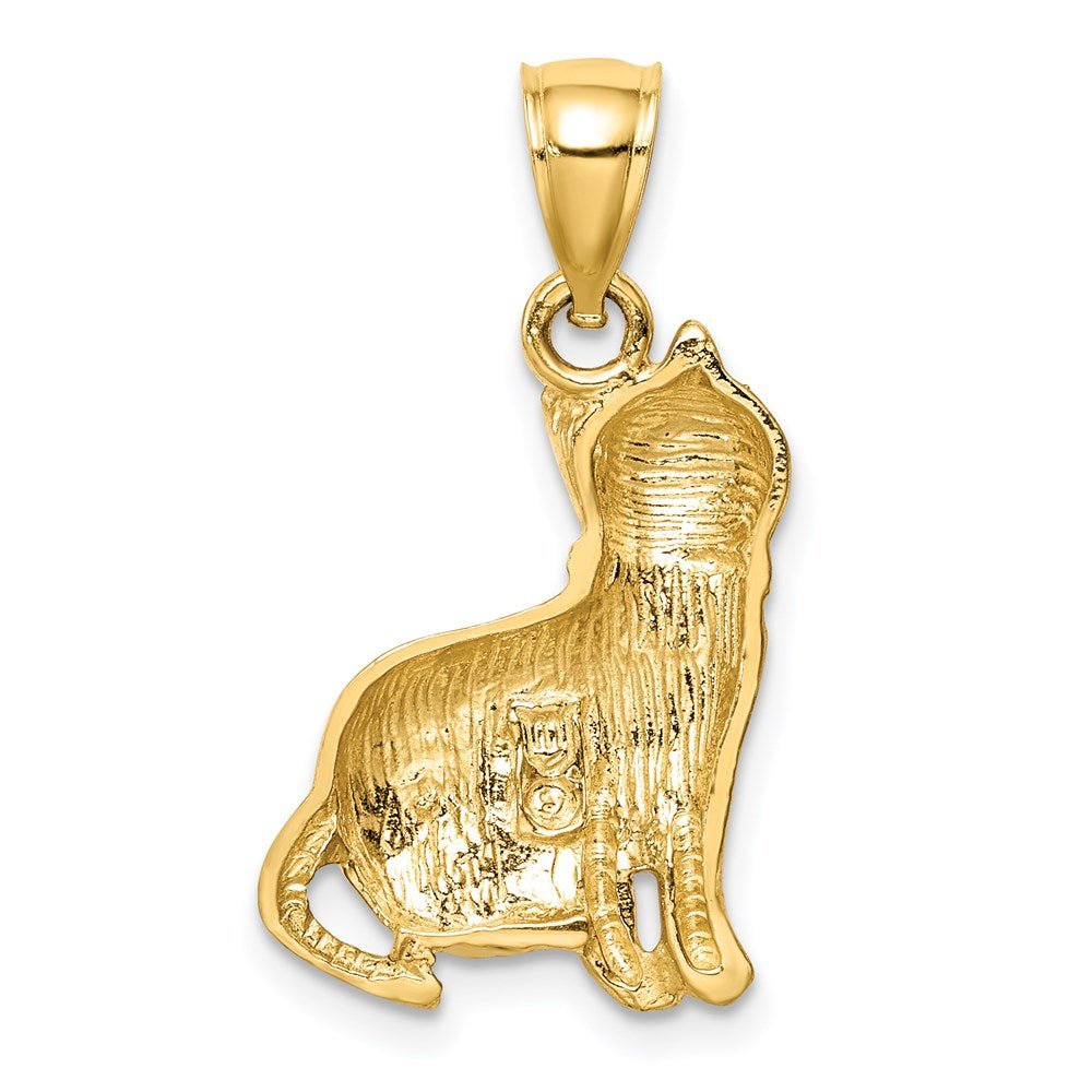 14K Diamond-cut Cat Pendant-C4628