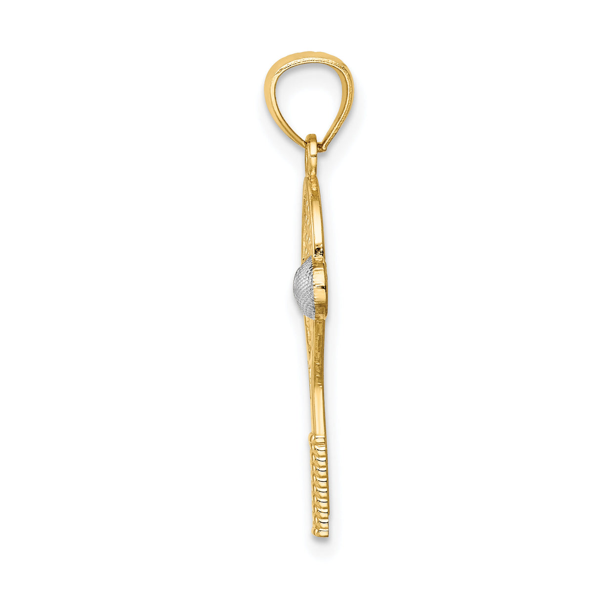 14K w/White Rhodium Tennis Pendant-C4630