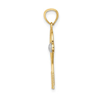14K w/White Rhodium Tennis Pendant-C4630