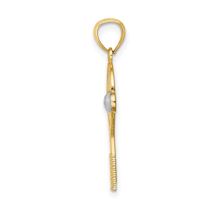 14K w/White Rhodium Tennis Pendant-C4630