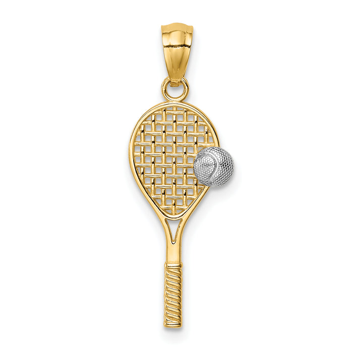 14K w/White Rhodium Tennis Pendant-C4630