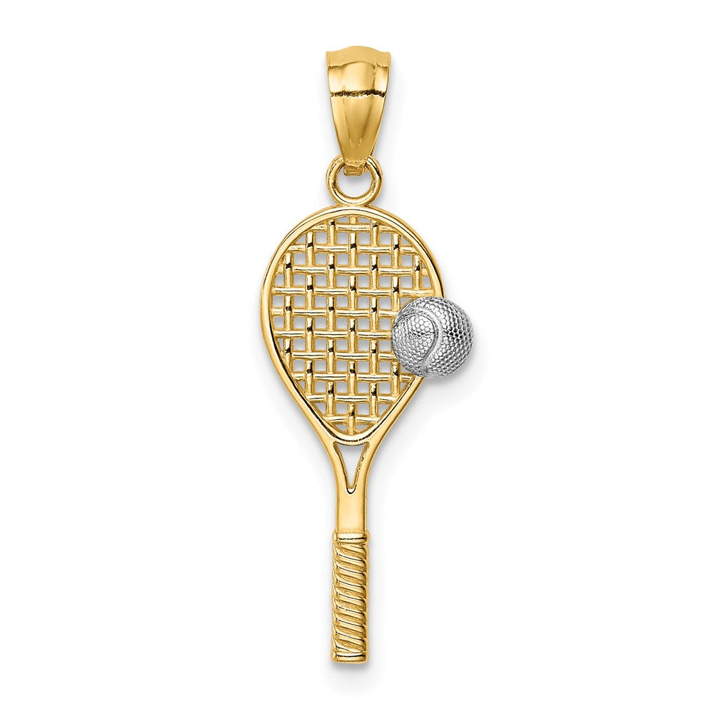 14K w/White Rhodium Tennis Pendant-C4630