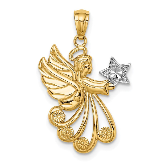 14K w/Rhodium D/C Angel with a Star-C4639