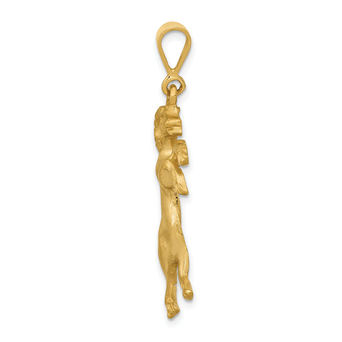 14k Satin Diamond-cut Aries Zodiac Charm-C464