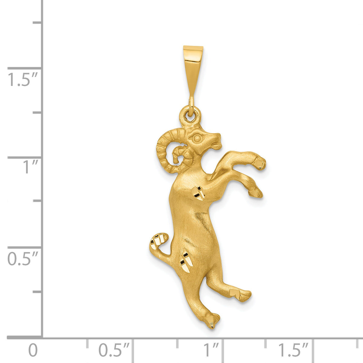 14k Satin Diamond-cut Aries Zodiac Charm-C464