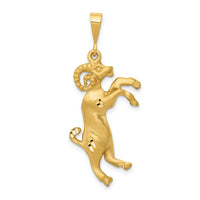 14k Satin Diamond-cut Aries Zodiac Charm-C464