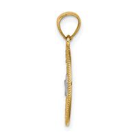 14K w/Rhodium Star & Moon Pendant-C4640