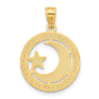 14K w/Rhodium Star & Moon Pendant-C4640