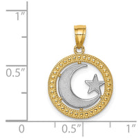 14K w/Rhodium Star & Moon Pendant-C4640