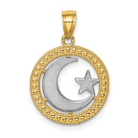 14K w/Rhodium Star & Moon Pendant-C4640